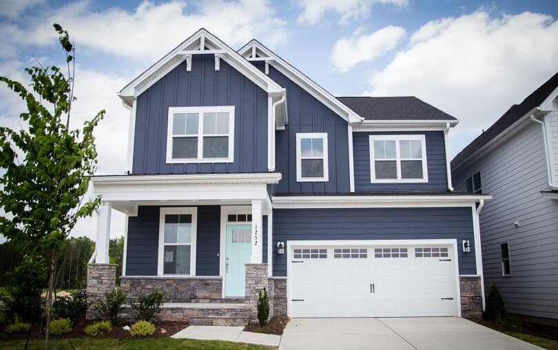 Freshly painted exterior siding and trim.