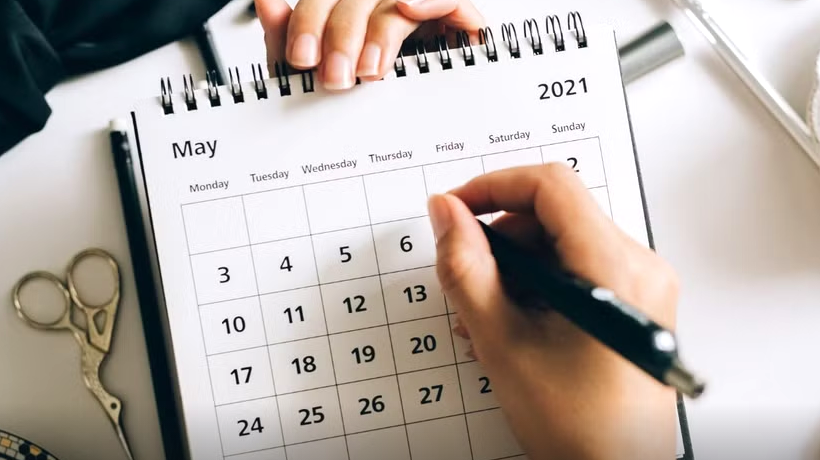 Calendar marking fall painting schedule