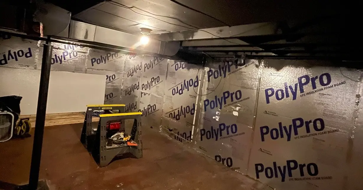 Basement before drywall installation and painting in Woodhaven MI