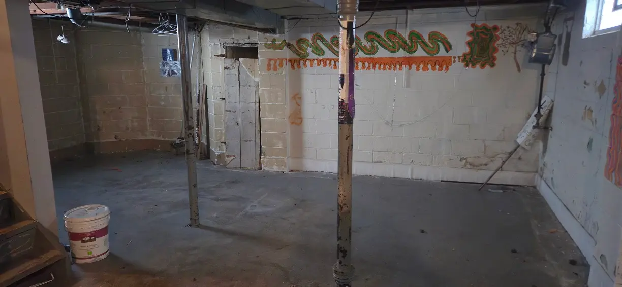 Unfinished basement before painting project in Lincoln Park MI