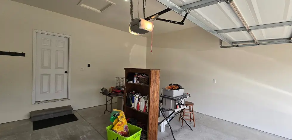 Finished garage interior painting with smooth walls and clean trim lines