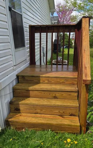 Wood deck repair in progress in Taylor MI