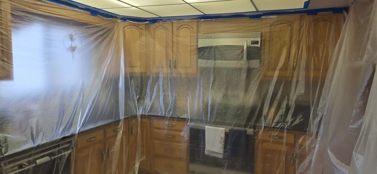 Interior painting prep protection setup in Northville Michigan