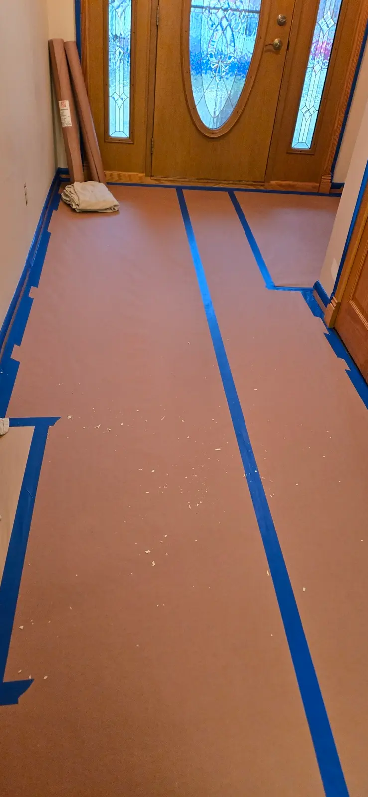 Interior floor protection before painting in Northville MI home