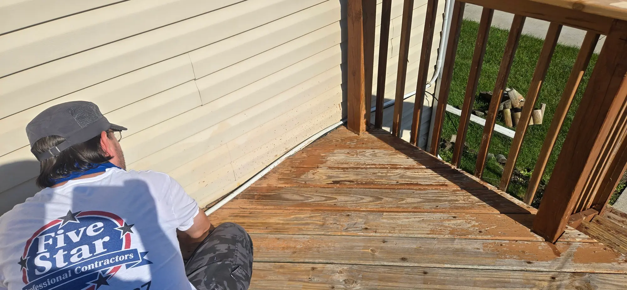 Deck restoration prep in Brownstown Michigan – Five Star Professional Contractors